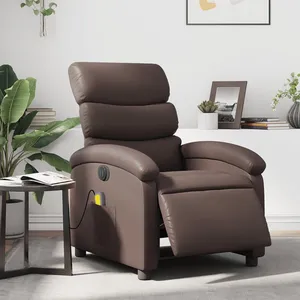 vidaXL Fauteuil de massage inclinable électrique marron similicuir pas cher