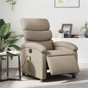 vidaXL Fauteuil de massage inclinable électrique cappuccino similicuir pas cher