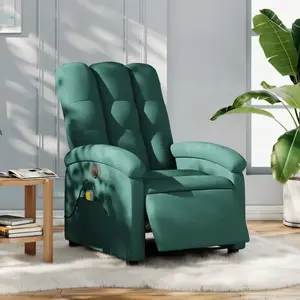 vidaXL Fauteuil de massage inclinable électrique Vert foncé Tissu pas cher