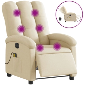 vidaXL Fauteuil inclinable de massage électrique crème tissu pas cher