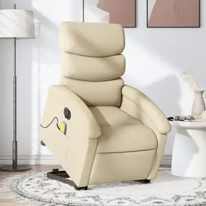 Comparateur de prix : vidaXL Fauteuil inclinable de massage électrique Crème Tissu