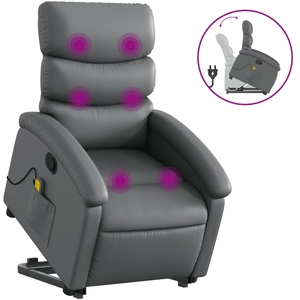 vidaXL Fauteuil inclinable de massage électrique gris similicuir pas cher