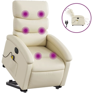 vidaXL Fauteuil inclinable de massage électrique crème similicuir pas cher