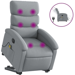 vidaXL Fauteuil inclinable de massage électrique Gris clair Tissu