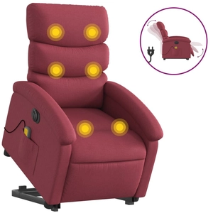 vidaXL Fauteuil inclinable de massage électrique Rouge bordeaux Tissu pas cher