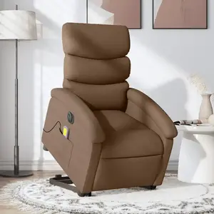 vidaXL Fauteuil inclinable de massage électrique Marron Tissu pas cher