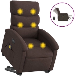 vidaXL Fauteuil inclinable de massage électrique Marron foncé Tissu pas cher