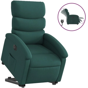 vidaXL Fauteuil inclinable de massage électrique Vert foncé Tissu pas cher