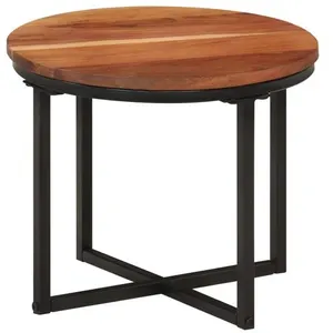 vidaXL Table basse 35x35x30 cm bois massif acacia et fer pas cher