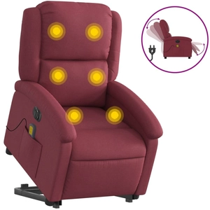 vidaXL Fauteuil inclinable de massage électrique Rouge bordeaux Tissu pas cher