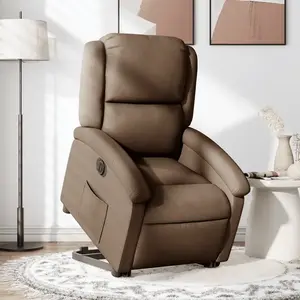 Fauteuil inclinable électrique marron tissu Vidaxl Marron pas cher
