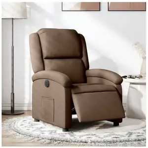 vidaXL Fauteuil inclinable électrique Marron Tissu pas cher