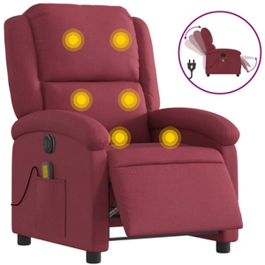 vidaXL Fauteuil de massage inclinable électrique Rouge bordeaux Tissu pas cher