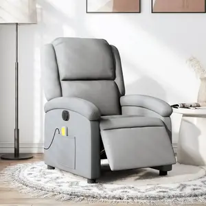 vidaXL Fauteuil de massage inclinable électrique gris clair tissu pas cher