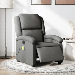 vidaXL Fauteuil inclinable de massage électrique gris foncé tissu pas cher