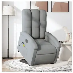 vidaXL Fauteuil inclinable de massage électrique Gris clair Tissu pas cher