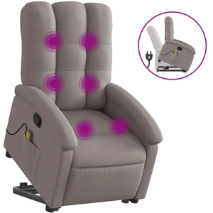 vidaXL Fauteuil inclinable de massage Taupe Tissu pas cher