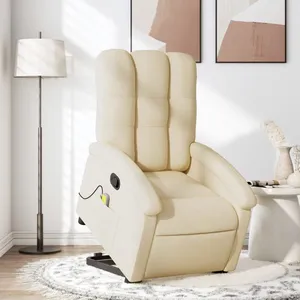 vidaXL Fauteuil inclinable de massage Crème Tissu pas cher