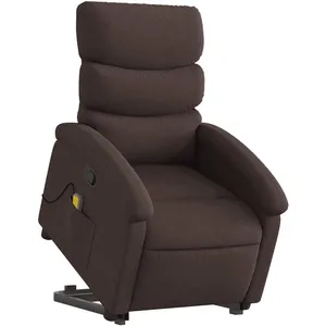 Comparateur de prix : vidaXL Fauteuil inclinable de massage Marron foncé Tissu