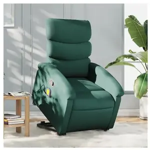 vidaXL Fauteuil inclinable de massage Vert foncé Tissu pas cher