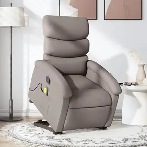 vidaXL Fauteuil inclinable de massage Taupe Tissu pas cher