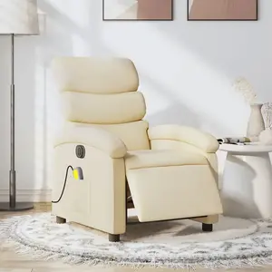 vidaXL Fauteuil inclinable de massage électrique crème tissu pas cher