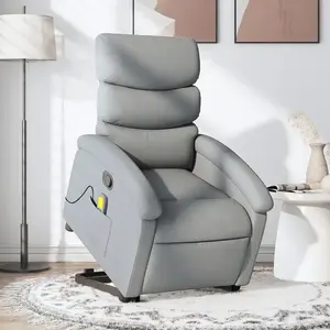 vidaXL Fauteuil de massage inclinable Gris clair Tissu pas cher