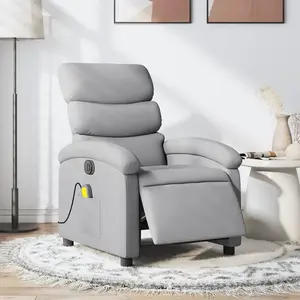 vidaXL Fauteuil de massage inclinable électrique gris clair tissu pas cher