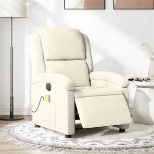 vidaXL Fauteuil inclinable de massage électrique crème velours pas cher