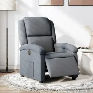 vidaXL Fauteuil inclinable électrique Gris foncé Velours pas cher