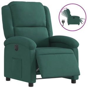 vidaXL Fauteuil inclinable électrique vert foncé velours pas cher