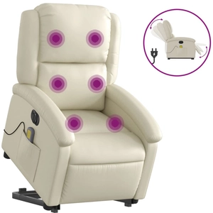 vidaXL Fauteuil inclinable de massage électrique crème similicuir pas cher