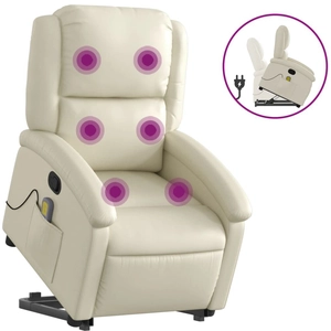 vidaXL Fauteuil inclinable de massage Crème Similicuir pas cher