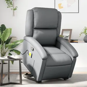 vidaXL Fauteuil inclinable de massage Gris Similicuir pas cher