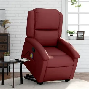 vidaXL Fauteuil inclinable de massage Rouge bordeaux Similicuir pas cher