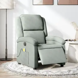 vidaXL Fauteuil inclinable électrique de massage gris clair velours pas cher