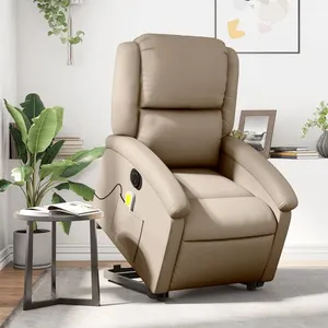 vidaXL Fauteuil inclinable de massage électrique cappuccino similicuir pas cher