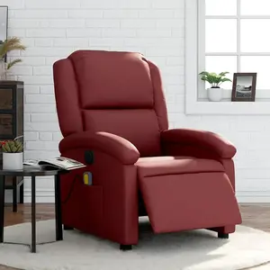 vidaXL Fauteuil de massage inclinable électrique rouge bordeaux pas cher