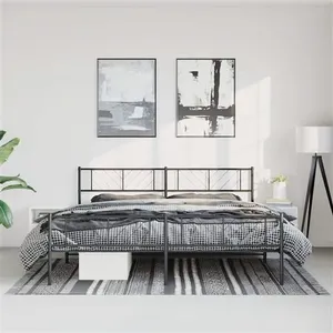 vidaXL Cadre de lit métal avec tête de lit/pied de lit noir 193x203 cm pas cher