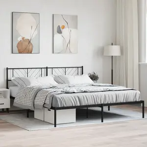 vidaXL Cadre de lit métal avec tête de lit noir 180x200 cm pas cher