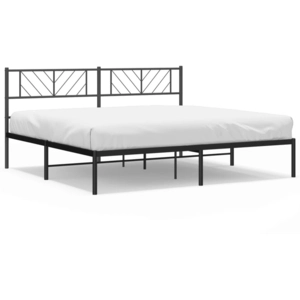 vidaXL Cadre de lit métal avec tête de lit noir 183x213 cm pas cher
