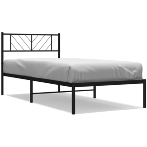 vidaXL Cadre de lit métal avec tête de lit noir 150x200 cm pas cher