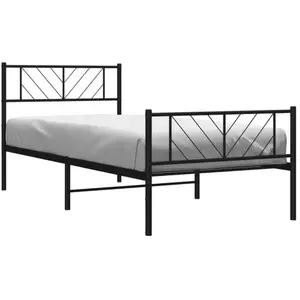 vidaXL Cadre de lit métal avec tête de lit/pied de lit noir 100x200 cm pas cher