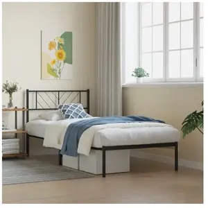 vidaXL Cadre de lit métal avec tête de lit noir 80x200 cm pas cher