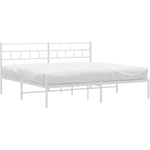 vidaXL Cadre de lit métal avec tête de lit blanc 180x200 cm pas cher