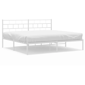 vidaXL Cadre de lit métal avec tête de lit blanc 183x213 cm pas cher