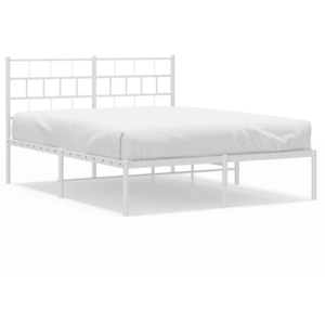 vidaXL Cadre de lit métal avec tête de lit blanc 150x200 cm pas cher