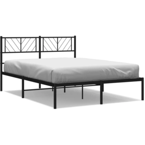 vidaXL Cadre de lit métal avec tête de lit noir 140x190 cm pas cher