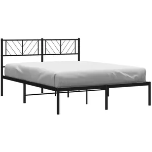 vidaXL Cadre de lit métal avec tête de lit noir 140x200 cm pas cher