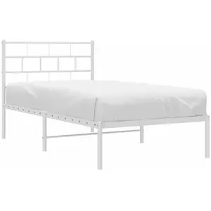 vidaXL Cadre de lit métal avec tête de lit blanc 75x190 cm pas cher